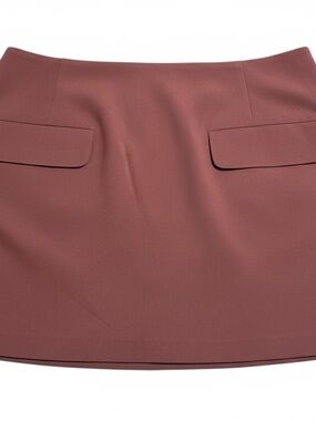 ASOS DESIGN Wine Burgundy A-Line Mini Skirt Front Patch Pockets Back Zip Size 12